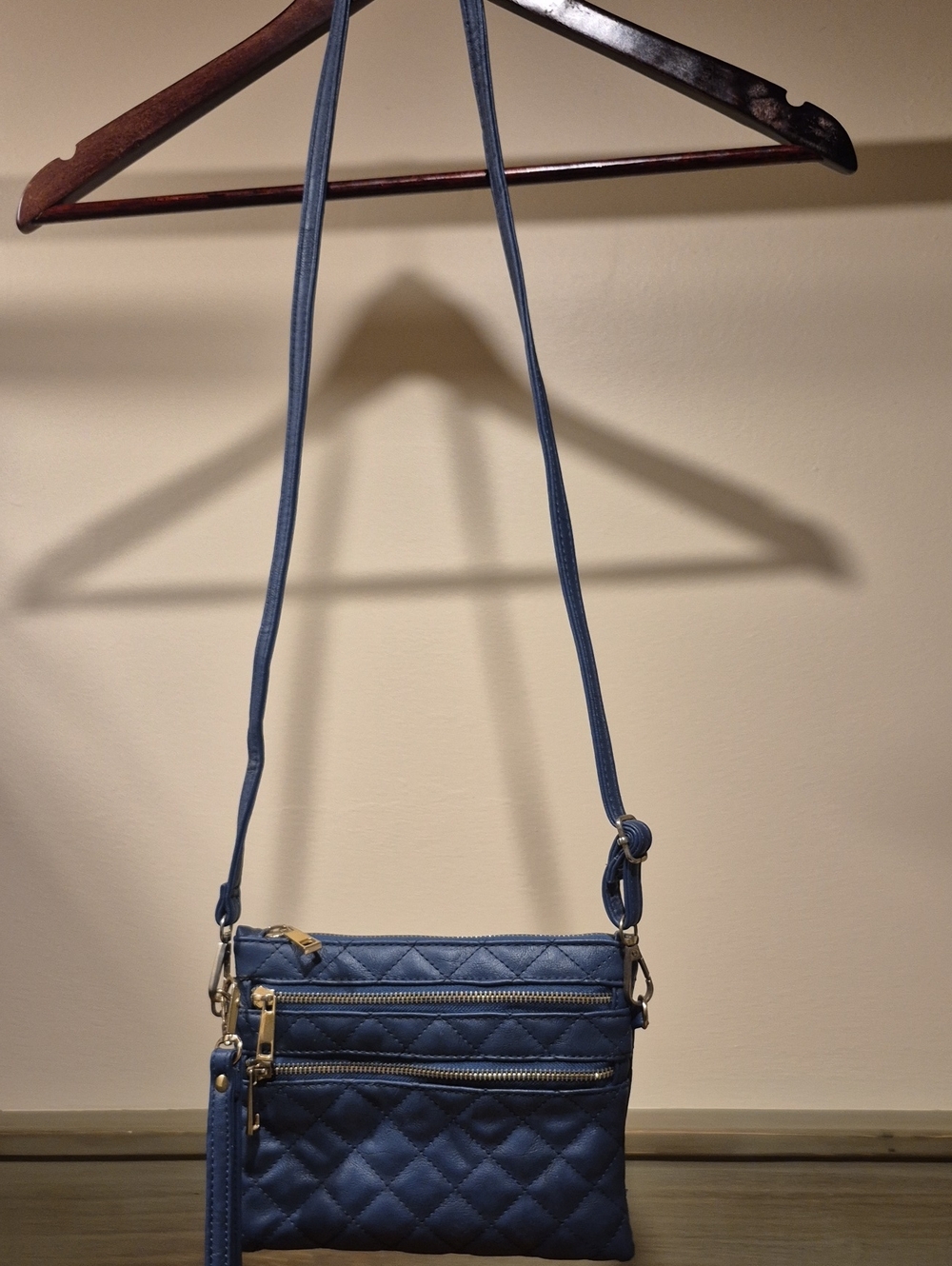 RW&CO. Quilted Blue Crossbody with Dual Zip Pockets